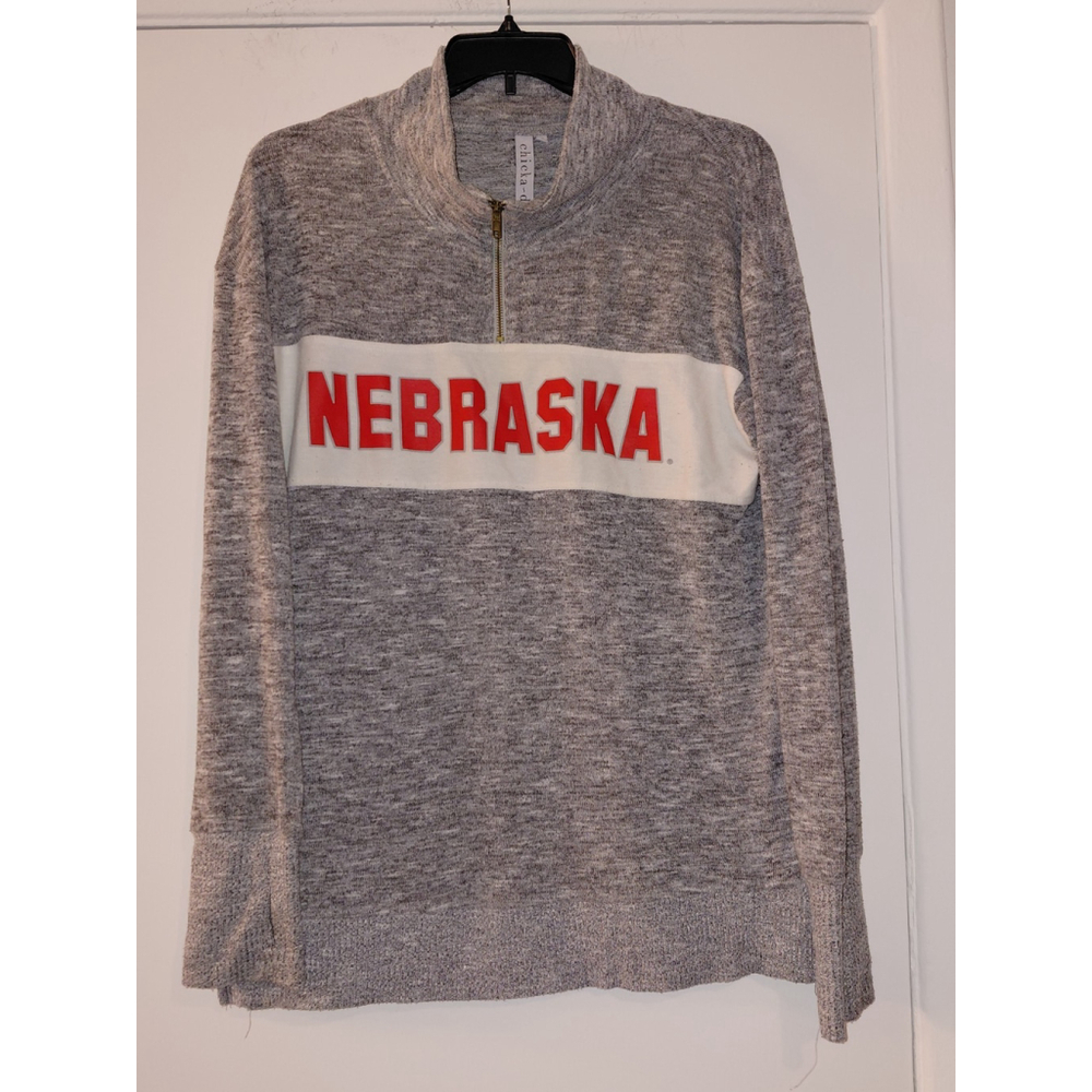 Ladies Chicka D Cowl Neck Pullover Sweatshirt Size XL Gray Nebraska Huskers VTG